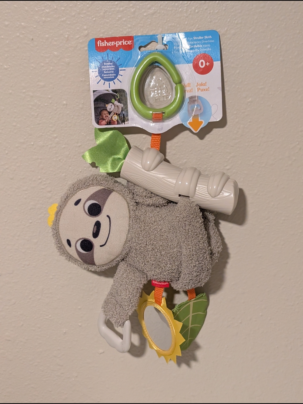 Fisher-Price Gray & Green Sloth Stroller Activity Toy